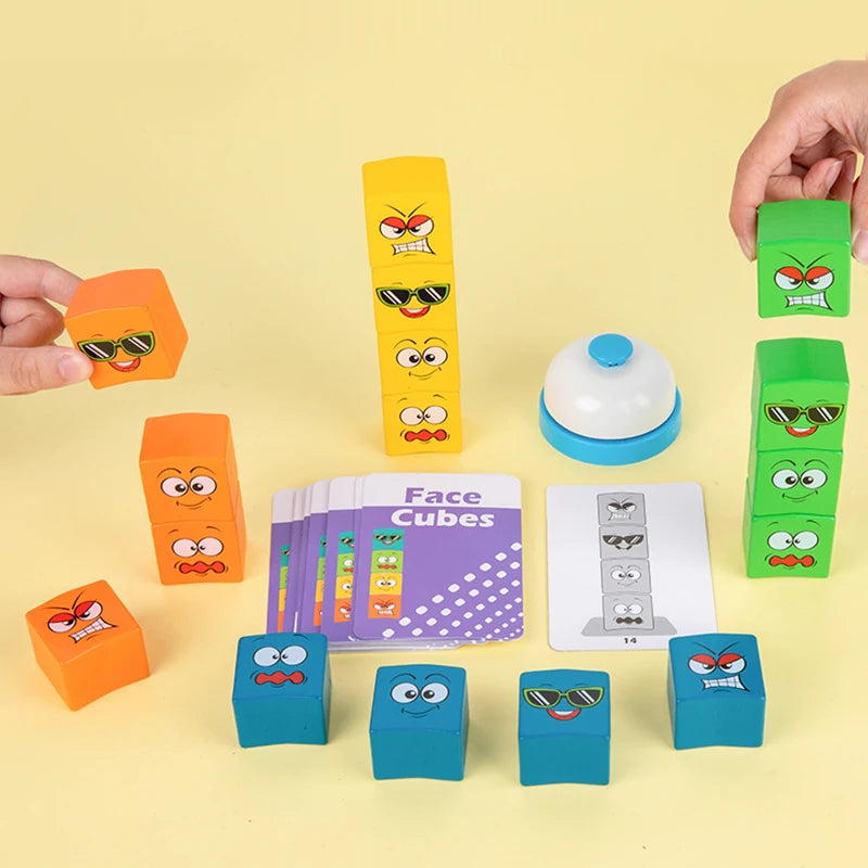 Wooden Face Changing Expression Puzzle - Montessori Building Block Game