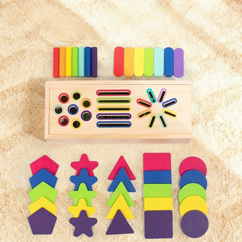 Montessori Wooden Color Sorting Box - Fine Motor Skills Learning Toy