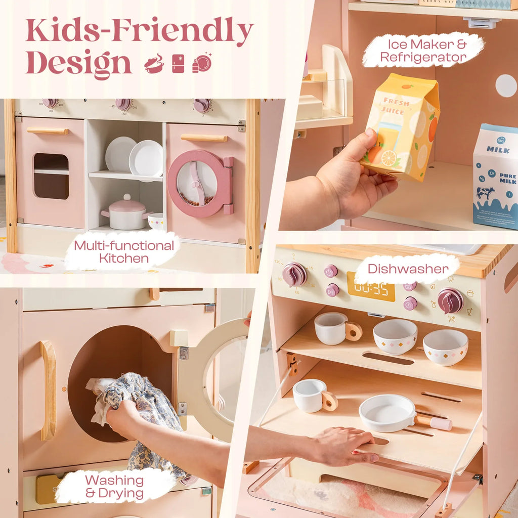 Wooden Kids Corner Kitchen Playset for Pretend Play