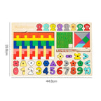 Montessori Wooden Busy Board 5-in-1 Educational Math & Fishing Toy