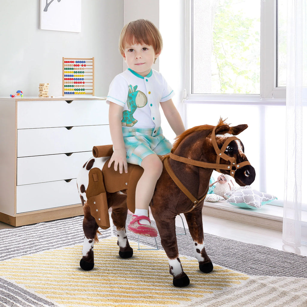 Plush Riding Unicorn Toy - Mechanical Pedal Ride-On for Kids Ages 3-6