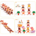 Wooden Dinosaur Stacking Blocks - Montessori Balance Game for Kids