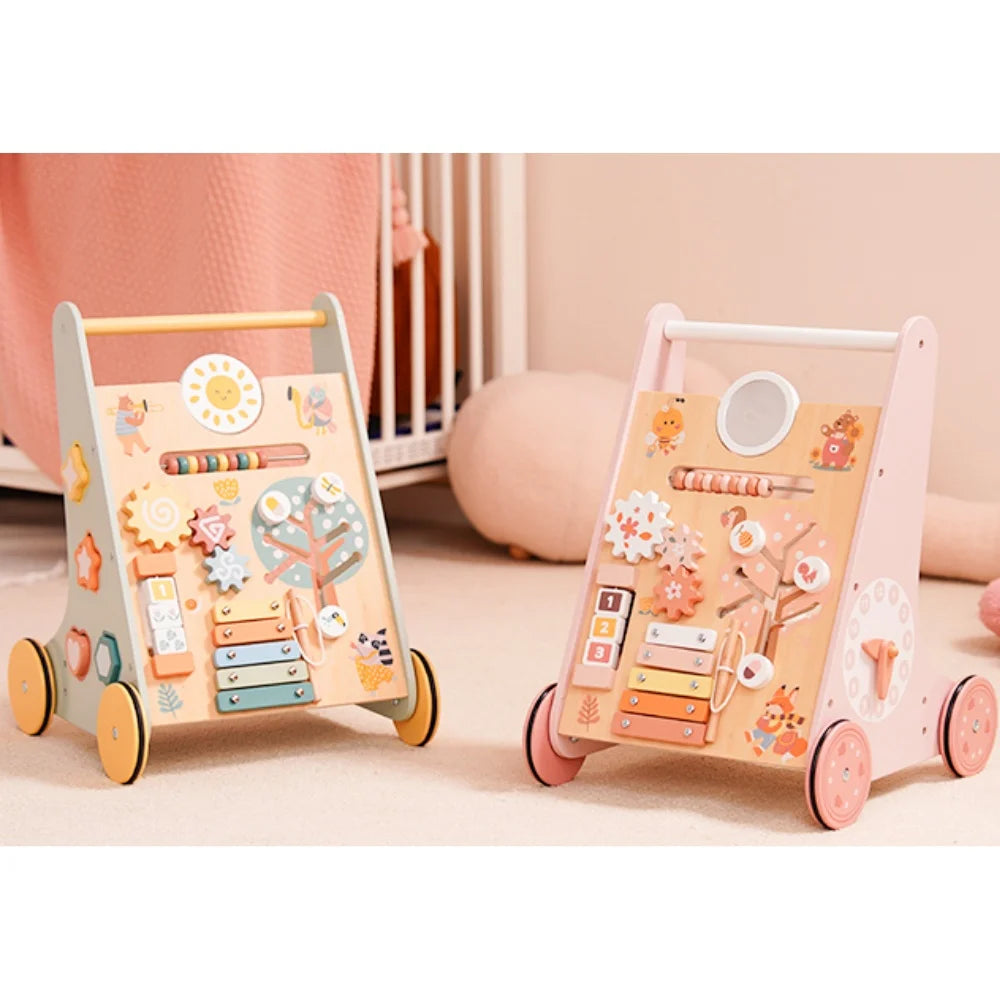 Wooden Montessori Baby Walker & Activity Center Push Toy
