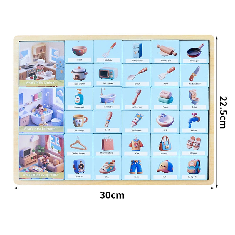 Montessori Wooden Scene Matching Game - Educational Sorting Puzzle
