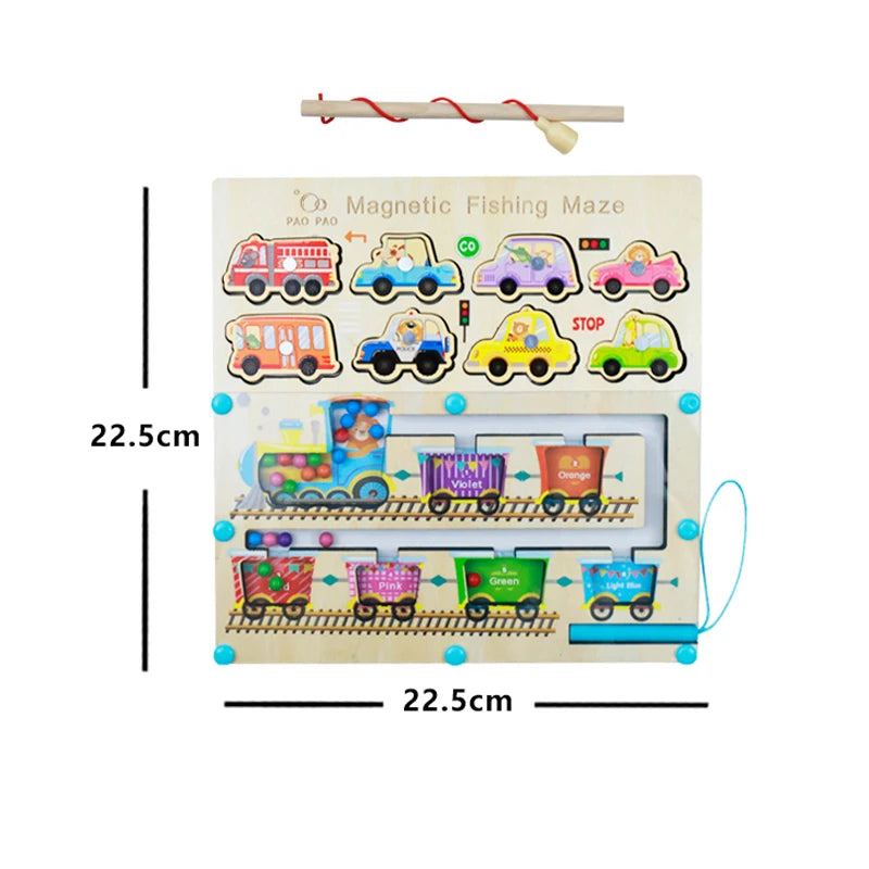 Montessori Wooden Magnetic Fishing & Matching Puzzle for Toddlers