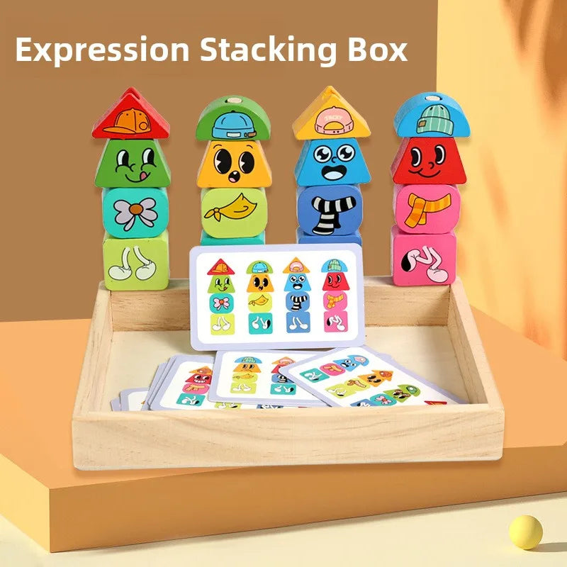 Wooden Stacking Game - Expression & Mermaid Montessori Learning Toy