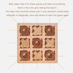 Montessori Wooden Tic Tac Toe Game - Educational XO Chess Puzzle Toy