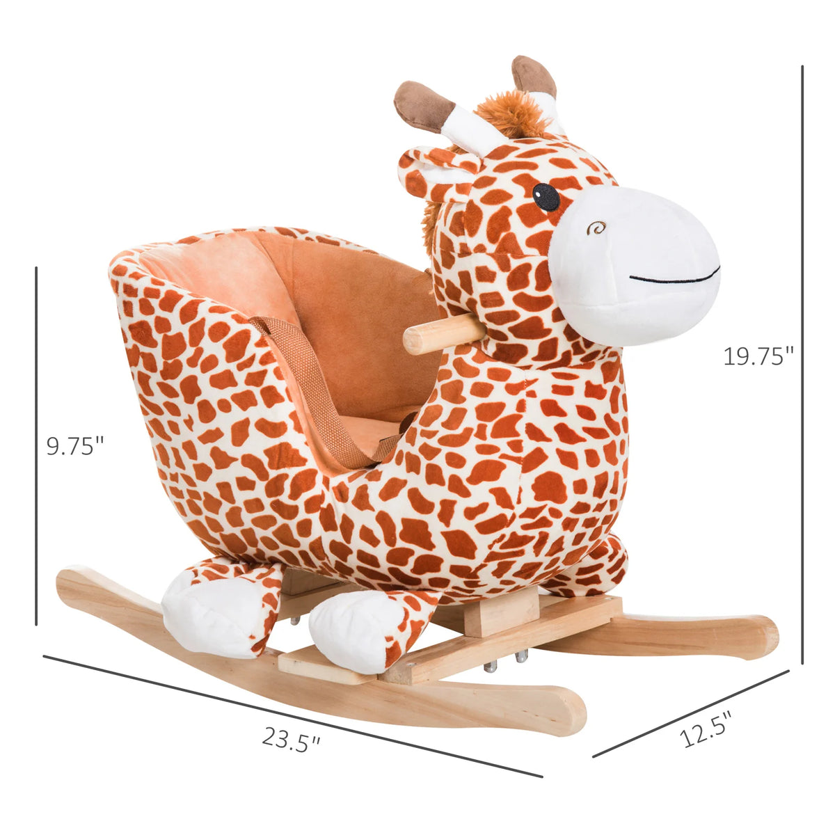 Plush Animal Rocking Chair Ride-on Toy for Toddlers with Music