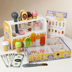 Montessori Wooden Ice Cream Counter Playset for Kids Pretend Play