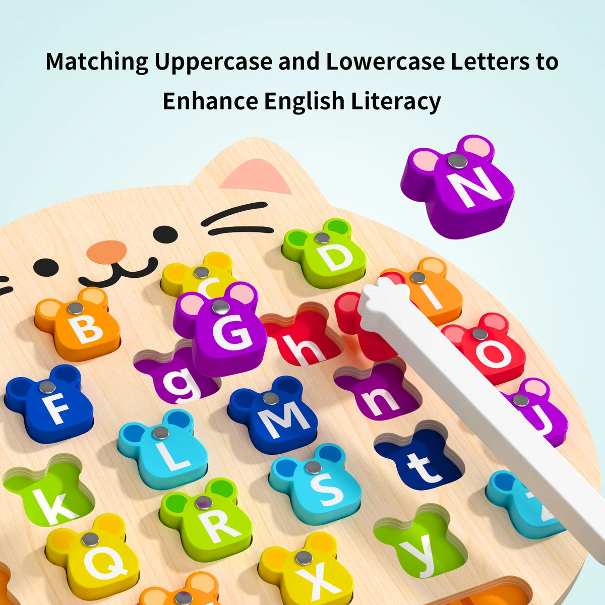 Wooden Cat Magnetic Alphabet Puzzle - Montessori Educational Toy