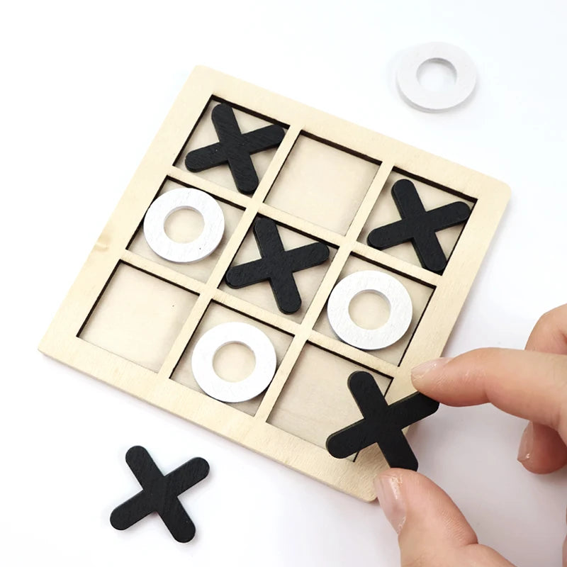 Montessori Wooden Tic Tac Toe Game - Educational XO Chess Puzzle Toy