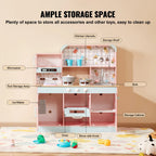 Wooden Kids Kitchen Playset with Lights & Sounds - Toddler Pretend Play
