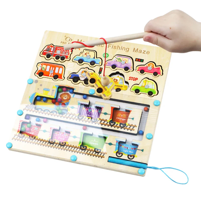 Montessori Wooden Magnetic Fishing & Matching Puzzle for Toddlers