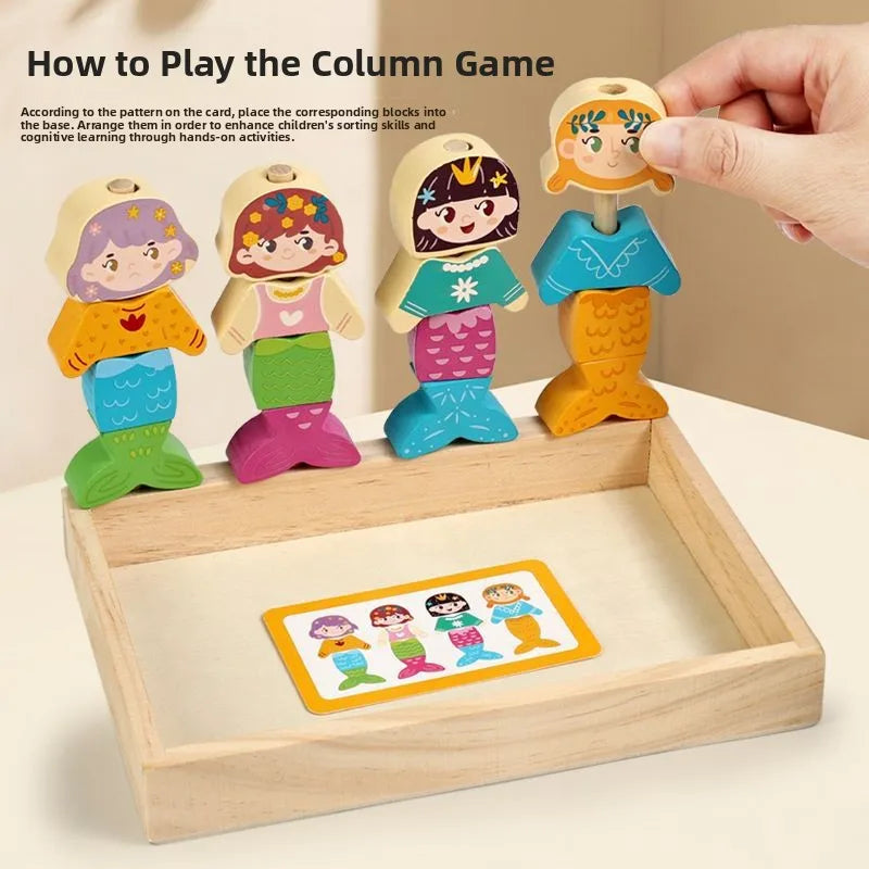 Wooden Stacking Game - Expression & Mermaid Montessori Learning Toy