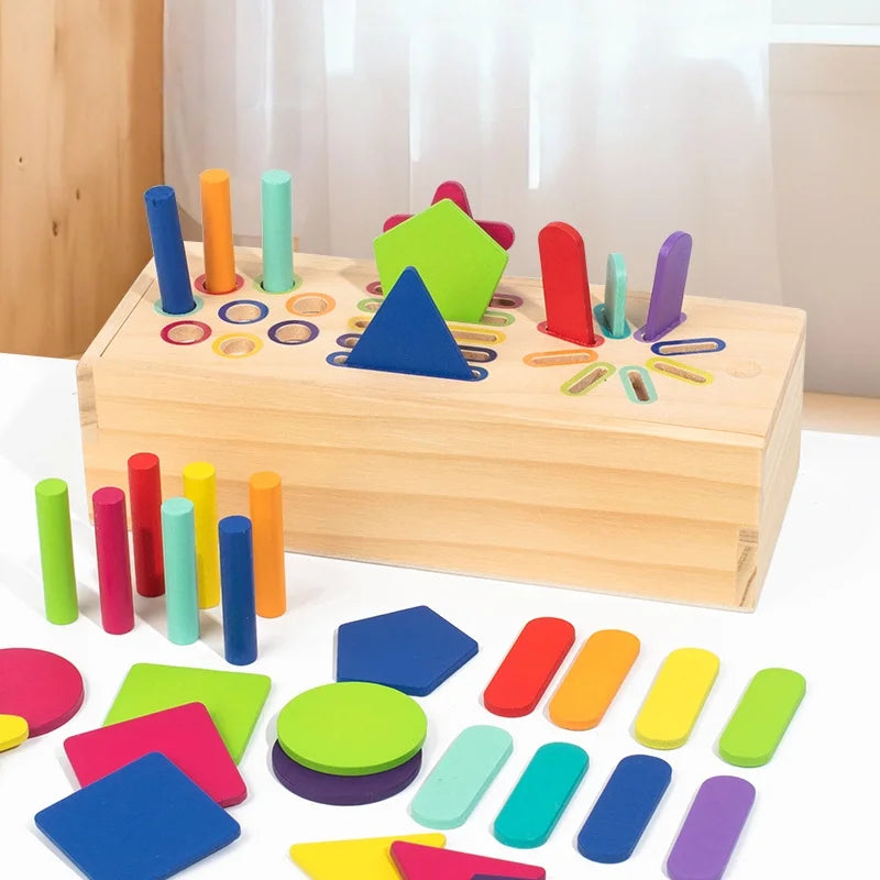Montessori Wooden Color Sorting Box - Fine Motor Skills Learning Toy