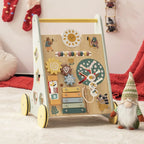 Wooden Montessori Baby Walker & Activity Center Push Toy