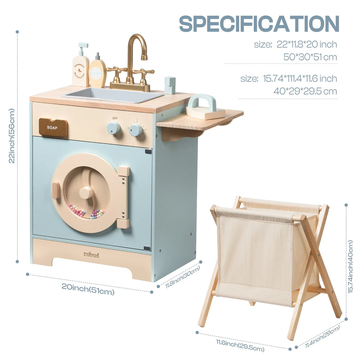 Wooden Play Kitchen Set - Kids Pretend Play Furniture