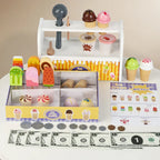 Montessori Wooden Ice Cream Counter Playset for Kids Pretend Play