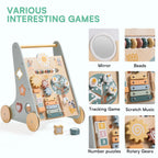 Wooden Montessori Baby Walker & Activity Center Push Toy