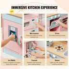 Wooden Kids Kitchen Playset with Lights & Sounds - Toddler Pretend Play