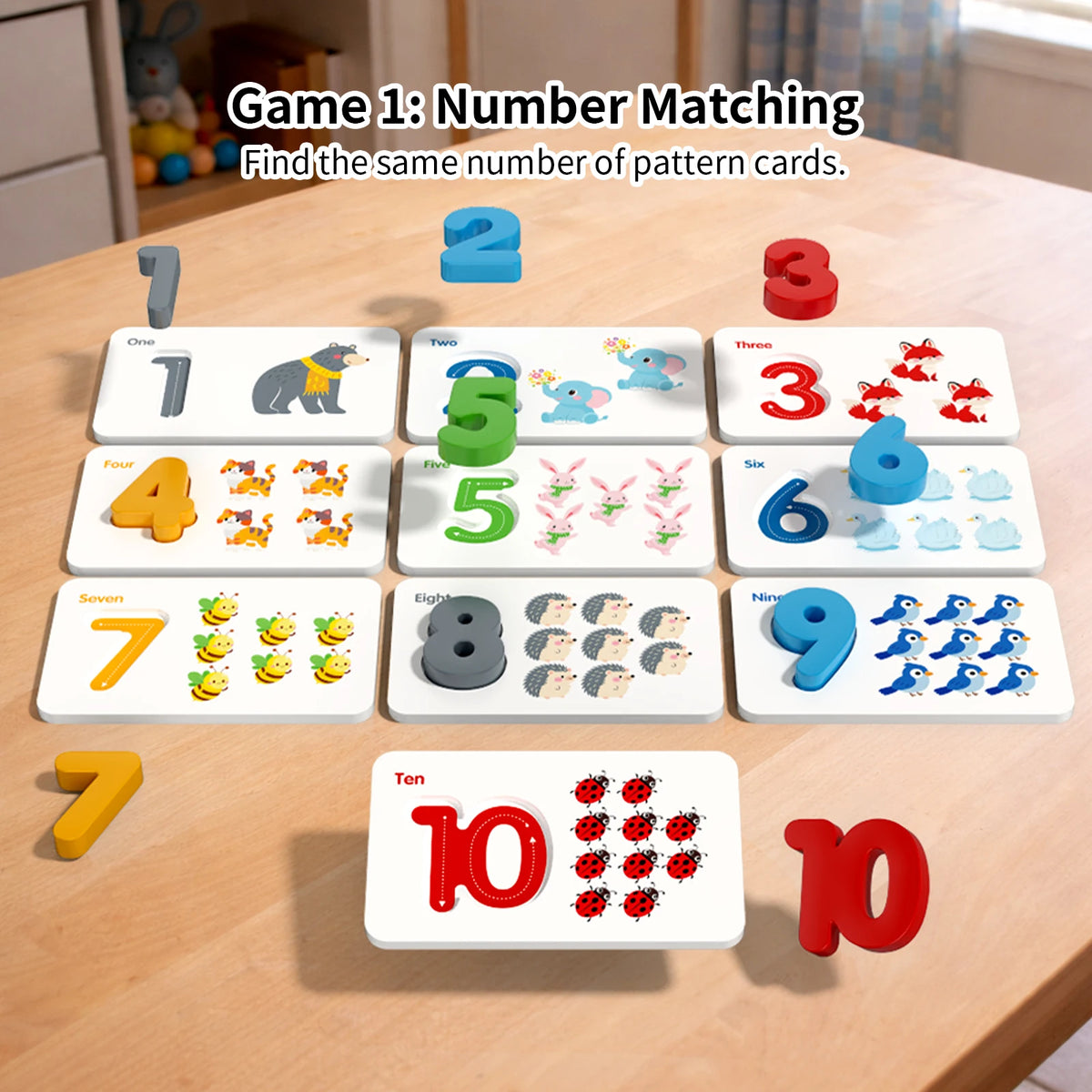 Montessori Wooden Number Matching Puzzle - Early Learning Math Toy