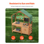 Wooden Outdoor Mud Kitchen Kids Playset with Canopy & Accessories