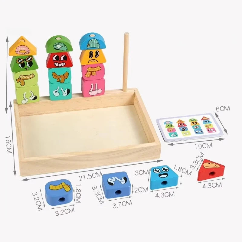 Wooden Stacking Game - Expression & Mermaid Montessori Learning Toy