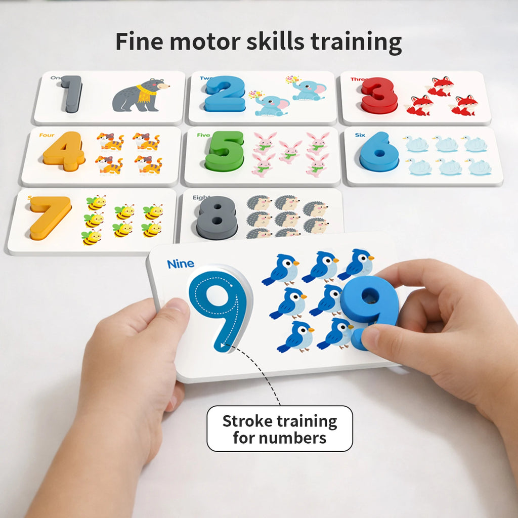 Montessori Wooden Number Matching Puzzle - Early Learning Math Toy
