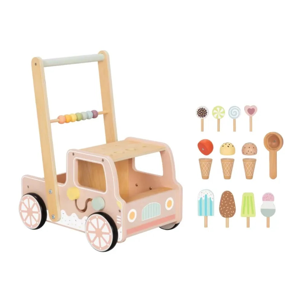 Wooden Ice Cream Truck Baby Walker & Activity Center for Toddlers