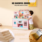 Wooden Kids Kitchen Playset with Lights & Sounds - Toddler Pretend Play