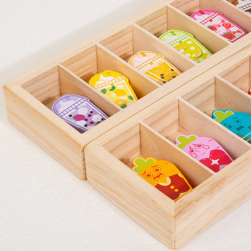 Wooden Color Matching Guessing Game for Toddlers Memory Training