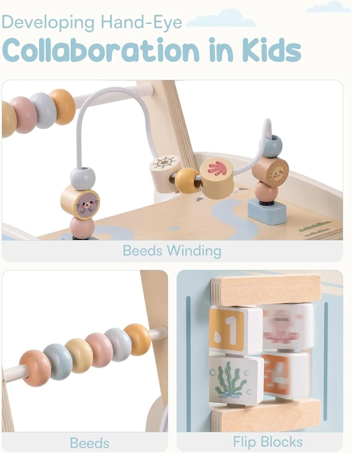 Wooden Baby Walker Activity Center -  Push Toy