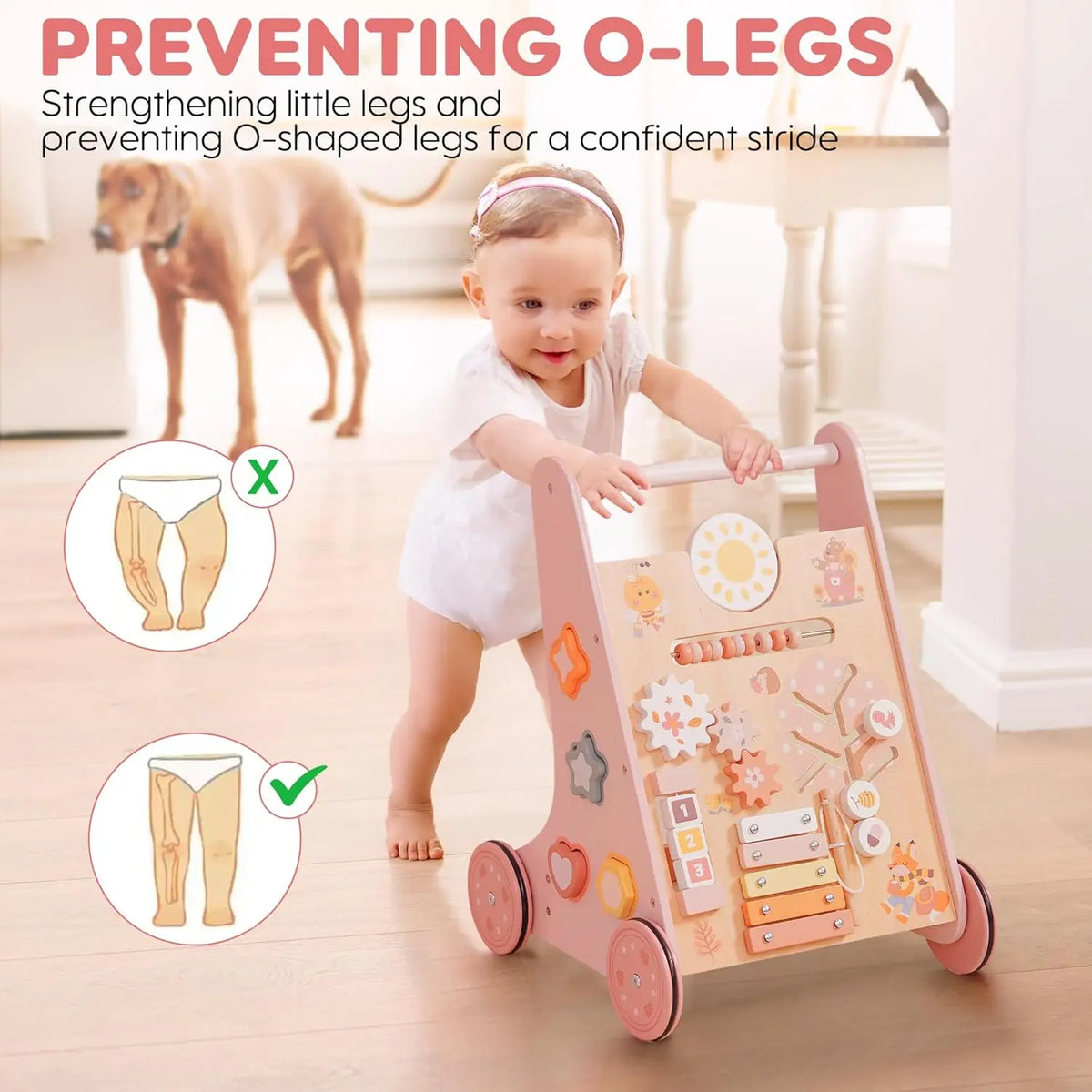 Wooden Montessori Baby Walker & Activity Center Push Toy