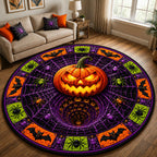 Pumpkin Glow Quilted Round Mat Autumn Harvest Doormat Halloween Gift Idea