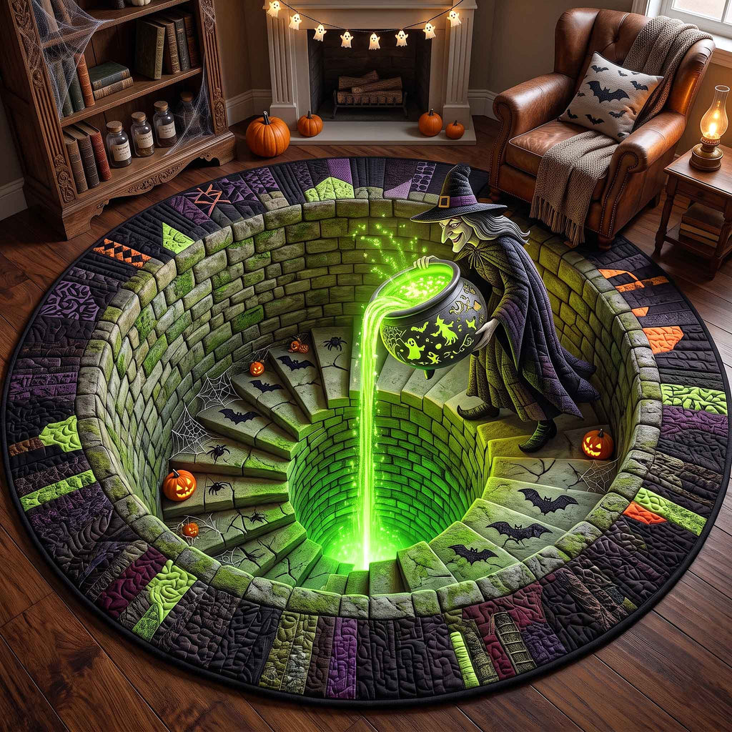 Wicked Witch Quilted Round Mat Gothic Witchcraft Ritual Doormat Gift For Bestie