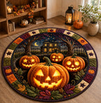 Pumpkin Dreams Quilted Round Mat Autumn Harvest Doormat Halloween Gift