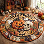 Stay Creepy Quilted Round Mat Thanksgiving Patchwork Floor Mat Halloween Gifts For Adults