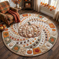 Coastal Pumpkin Quilted Round Mat Autumn Beach House Doormat Halloween Gift