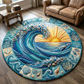 Coastal Whisper Quilted Round Mat The Great Wave Doormat Gift Idea