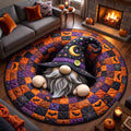 Gnome Halloween Magic Quilted Round Mat Cute Gothic Living Room Decor Gift Idea