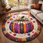 Autumn Chapters Quilted Round Mat Halloween Pumpkin Round Rug Halloween Presents