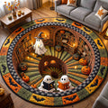 Haunted Ghost Quilted Round Mat Spooky Wizard School Floor Mat Halloween Gift