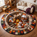 Autumn Boo Quilted Round Mat Halloween Ghost Round Rug Halloween Presents