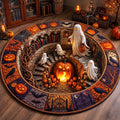 Haunted Manor Quilted Round Mat Haunted Manor Halloween Doormat Gift For Her