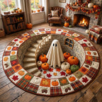 Autumn Boo Quilted Round Mat Halloween Ghost Doormat Halloween Gifts For Adults