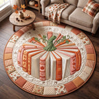 Autumn Chapters Quilted Round Mat Halloween Pumpkin Round Rug Halloween Gift Ideas