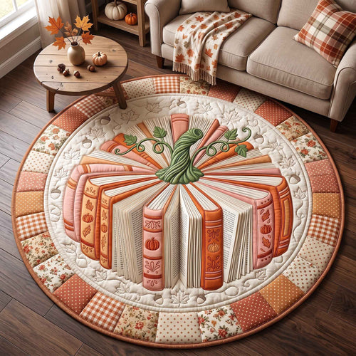Autumn Chapters Quilted Round Mat Halloween Pumpkin Round Rug Halloween Gift Ideas