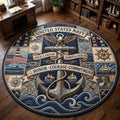 Navy Pride Quilted Round Mat United States Navy Anchor Round Rug Gift For Husband