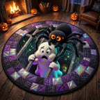 Haunted Spider Web Quilted Round Mat Halloween Spooky Floor Mat Gift For Friend