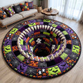 Wicked Hollow Quilted Round Mat Spooky Ghost Bats Halloween Doormat Gift Ideas